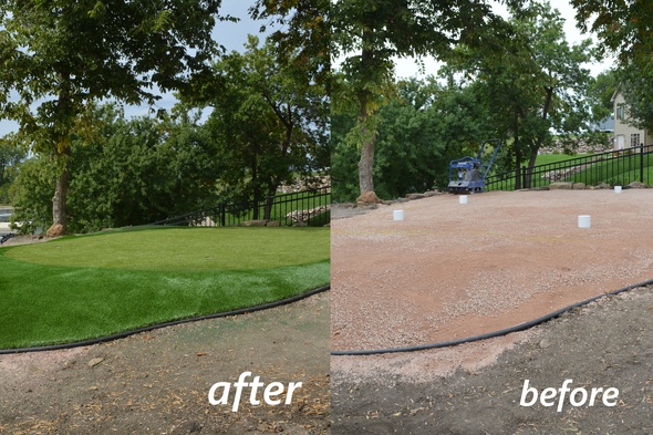 Charlotte backyard putting green before and after